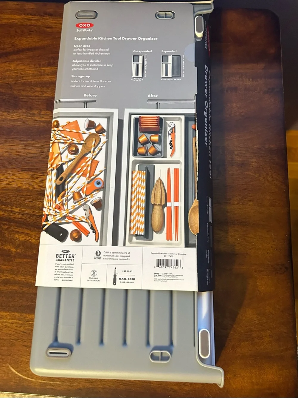 OXO SoftWorks Expandable Kitchen Tool Drawer Organizer - White & Gray